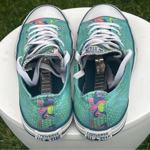 Converse CT All Star Ox Shoes Womens 6.5 Youth 5 Blue Neon Polka Sneaker 654216F - Picture 9 of 14